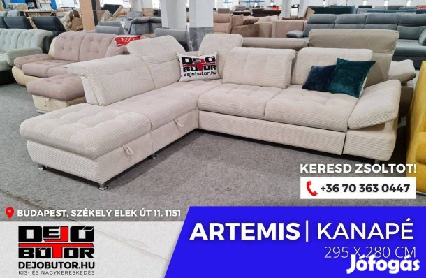Artemis sarok kanapé ülőgarnitúra bútor 295x280 cm ágyazható bézs