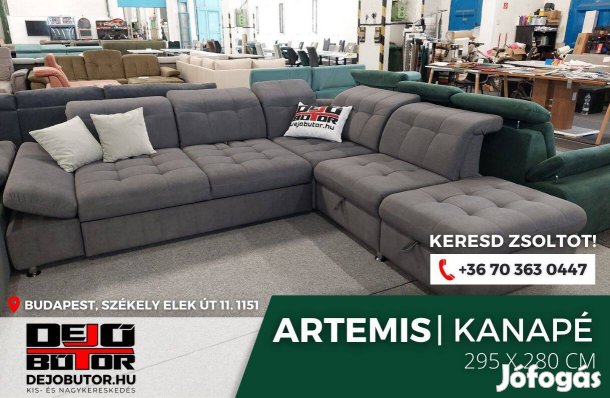 Artemis sarok kanapé ülőgarnitúra bútor 295x280 cm ágyazható gray