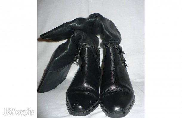 Artigiana női fekete bőrcsizma, 36-os méret