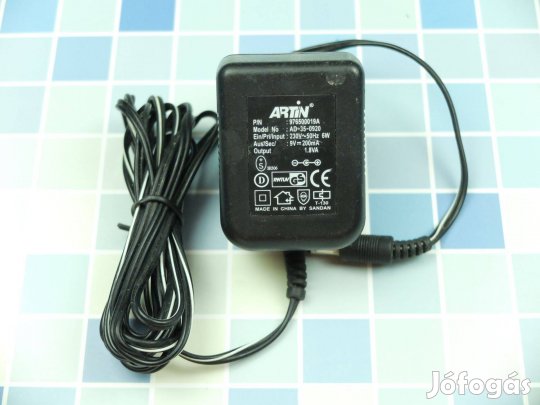 Artin 220V-os hálózati adapter 9V 200mA Ad-35-0920