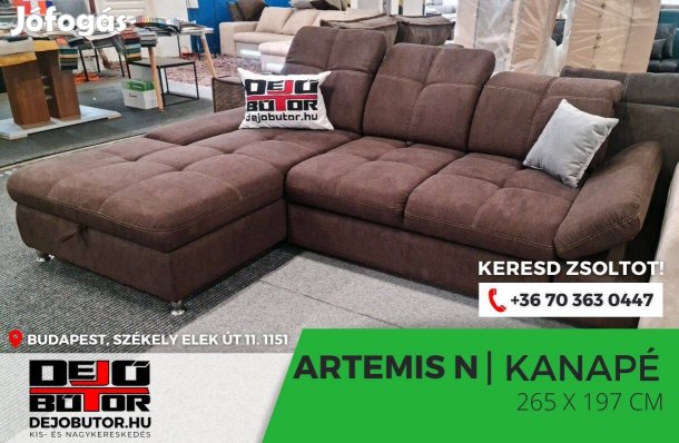 Artremis II sarok kanapé bútor ülőgarnitúra bronz 265x195 cm ágyazható