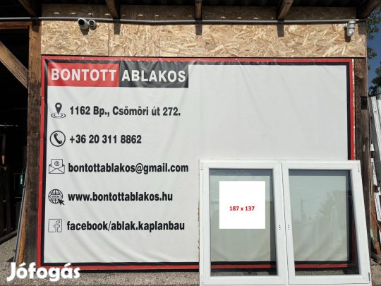 Árzuhanás Bontott használt kétszárnyú ablak 180 x 140
