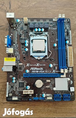 As Rock H61M-VG4 alaplap/ Intel G2130 3.2 GHz processzorral