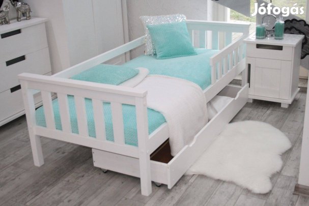 Asia Gyerek Ágy Keret Borovi Fenyőfa Leesés Gátlóval Fa Új Kiságy