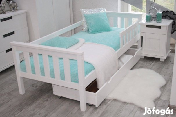 Asia Gyerek Ágy Keret Borovi Fenyőfa Leesés Gátlóval Fa Új Kiságy