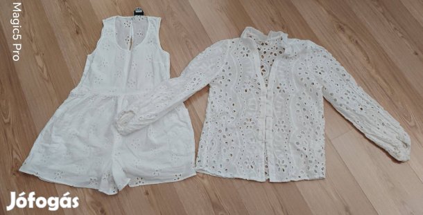 Asos gyönyörű fehér overál blúz szettben S
