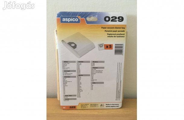 Aspico 029 Porszívó papír porzsák 5 db