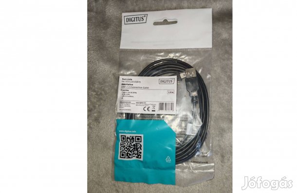 Assmann Digitus USB 2. Type A mini B fekete adatkábel (1.8 méter)