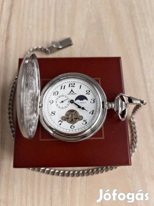 Astron mechanikus zsebóra, arab számokkal, lánccal 