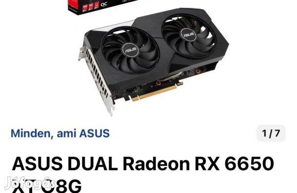 Asus Dual Radeon Rx6650XT O8Gb 2026.04.14-ig Alza garanciás eladó