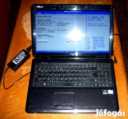 Asus K50I (T4500-3GB) ex-gamer, jól műxik, , HDD és akku nincs!