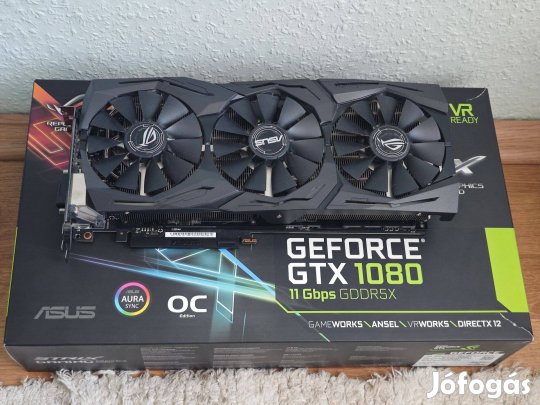 Asus ROG Strix Geforce Gtx 1080 OC 8GB (11Gbps) Hibátlan, Dobozos