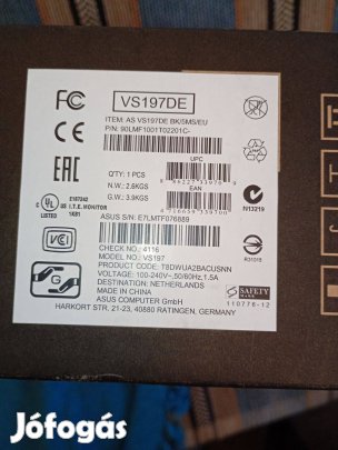 Asus VS197De Monitor 15000ft óbuda