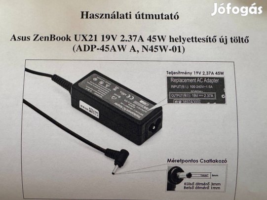 Asus Zenbook laptop töltő
