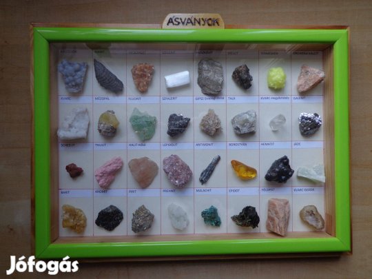 Ásvány gyűjtemény zöld keretben