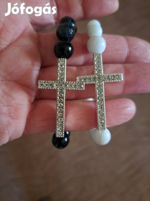 Ásvány karkötő cirkonos kereszttel