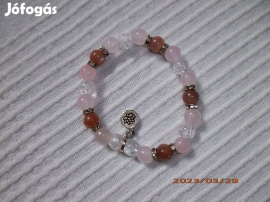 Ásvány karkötő hegyikristály, rózsakvarc