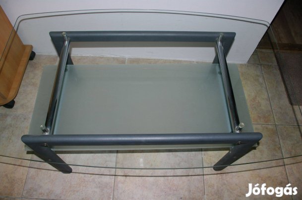Asztal fém váz, üveg tető