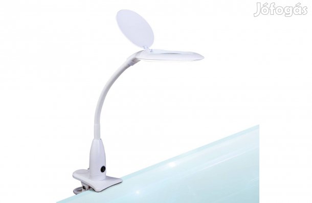Asztali Flexibilis Nagyítós LED lámpa - csipeszes - fehér