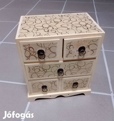 Asztali fiókos tároló szekrényke antik