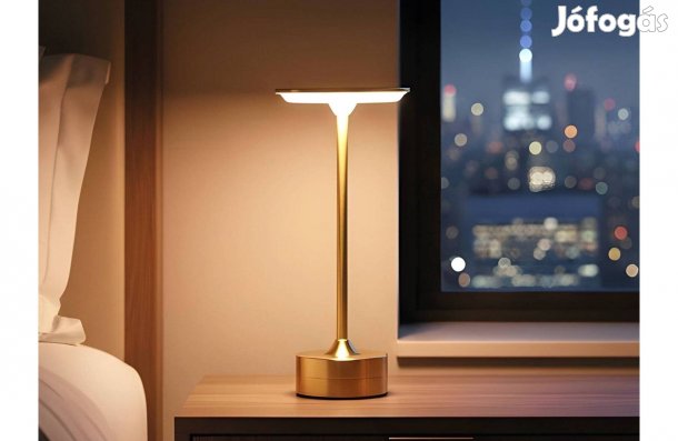 Asztali lámpa - arany színű fém - állítható színhőm, fényerő - akku