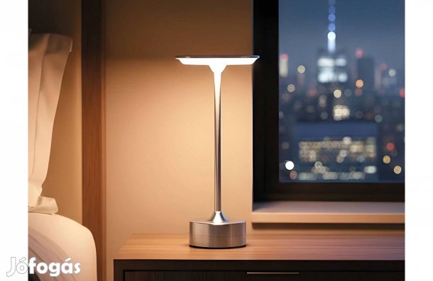 Asztali lámpa - ezüst színű fém - állítható színhőm, fényerő - akku