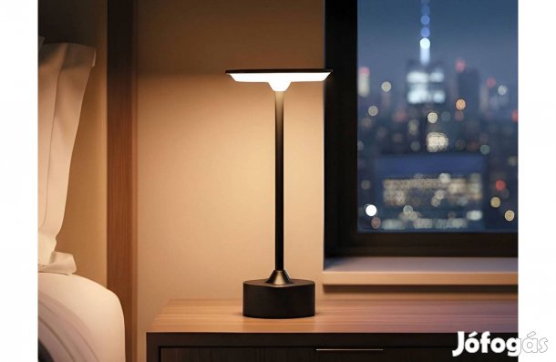 Asztali lámpa - fekete színű fém - állítható színhőm, fényerő - akku