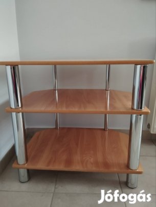 Asztalka, fa és króm