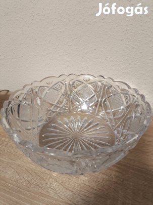 Asztalközép csiszolt üvegtál, üvegtál, csiszolt üveg