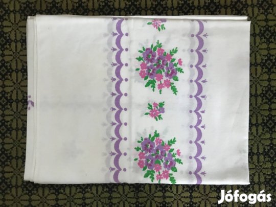 Asztalterítő vászon, lila festett mintás, új