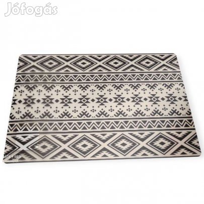 Átlátszó azték tányéralátét fekete mintás, 43×28 cm