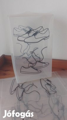 Átlátszó műanyag cipőtároló doboz 3 db