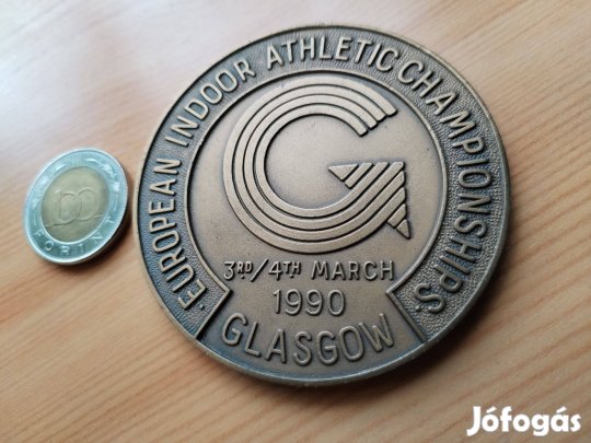 Atlétikai EB Glasgow 1990-es Jelzet részvételi érem szép db