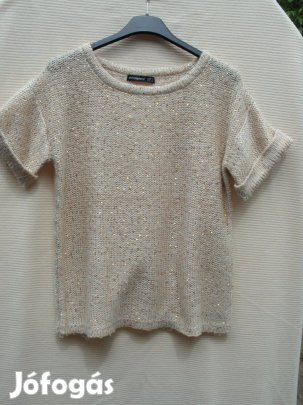 Atmosphere kötött blúz bézs alapon arany flitteres Mell:94,