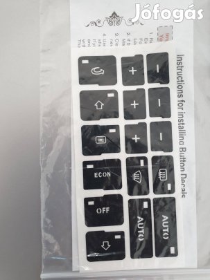 Audi A4 B6 - B7 klímavezérlő panel matrica, a kopott gombokra