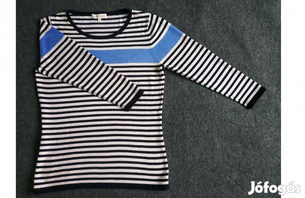 Austin Reed puha, csíkos, 3/4-es ujjú női viszkóz pulóver S