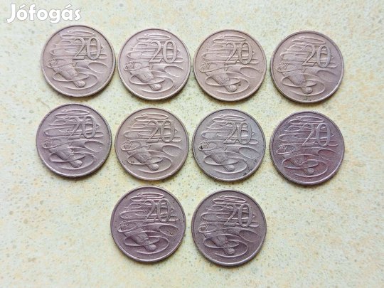 Ausztrália 10 db Különböző Érme 20 Cents 1966-2002