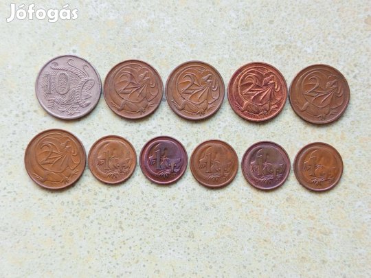 Ausztrália 11 db Különböző Érme 1 2 10 Cents 1966-1989