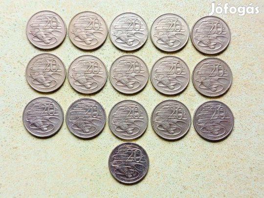 Ausztrália 16 db Különböző Érme 20 Cents 1966-2006