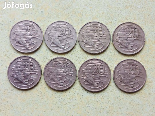Ausztrália 8 db Különböző Érme 20 Cents 1966-2001