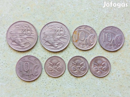 Ausztrália 8 db Különböző Érme 5 10 20 Cents 1969-2006