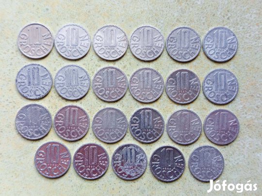 Ausztria 23 db Különböző Érme 10 Groschen 1955-1997