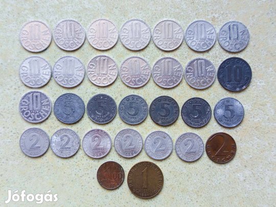 Ausztria 30 db Különböző Érme Groschen Schilling Korona 1924-1997