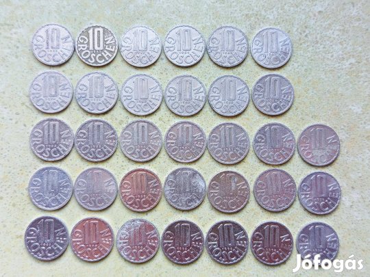 Ausztria 33 db Különböző Érme 10 Groschen 1951-1997