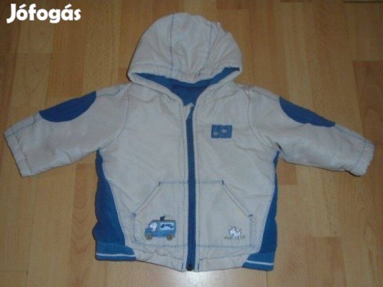 Autó kutya mintás kapucnis bélelt dzseki 6-9 hó (méret 74)