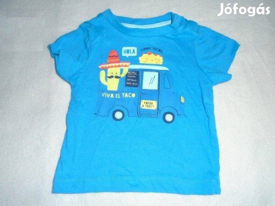 Autó mintás kék póló 3-6 hó (méret 68) az ajtó nyitható