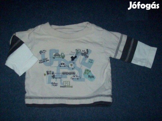 Autó mintás világos színű hosszú ujjú felső 3-6 hó (méret 68)