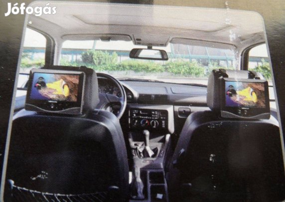 Autóban használható, hordozható média lejátszó 2 monitorral