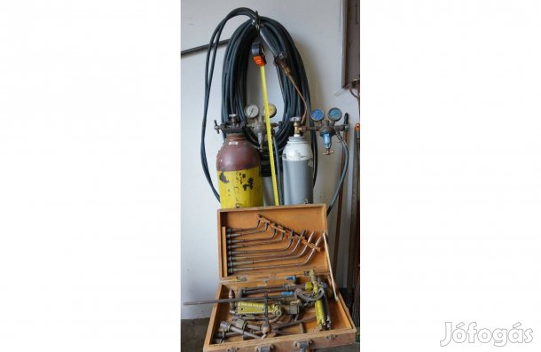 Autogén hegesztő készlet, Messer acetilén dissou, oxigén palack, varga