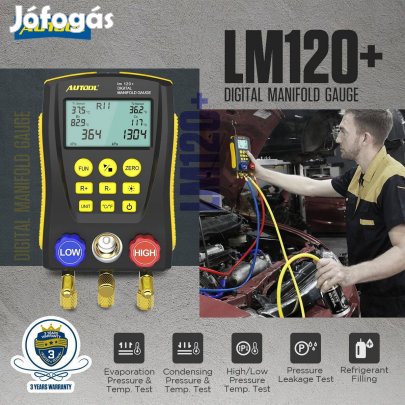 Autool LM120+ Digitális Hűtőközeg Nyomásmérő HVAC Prof